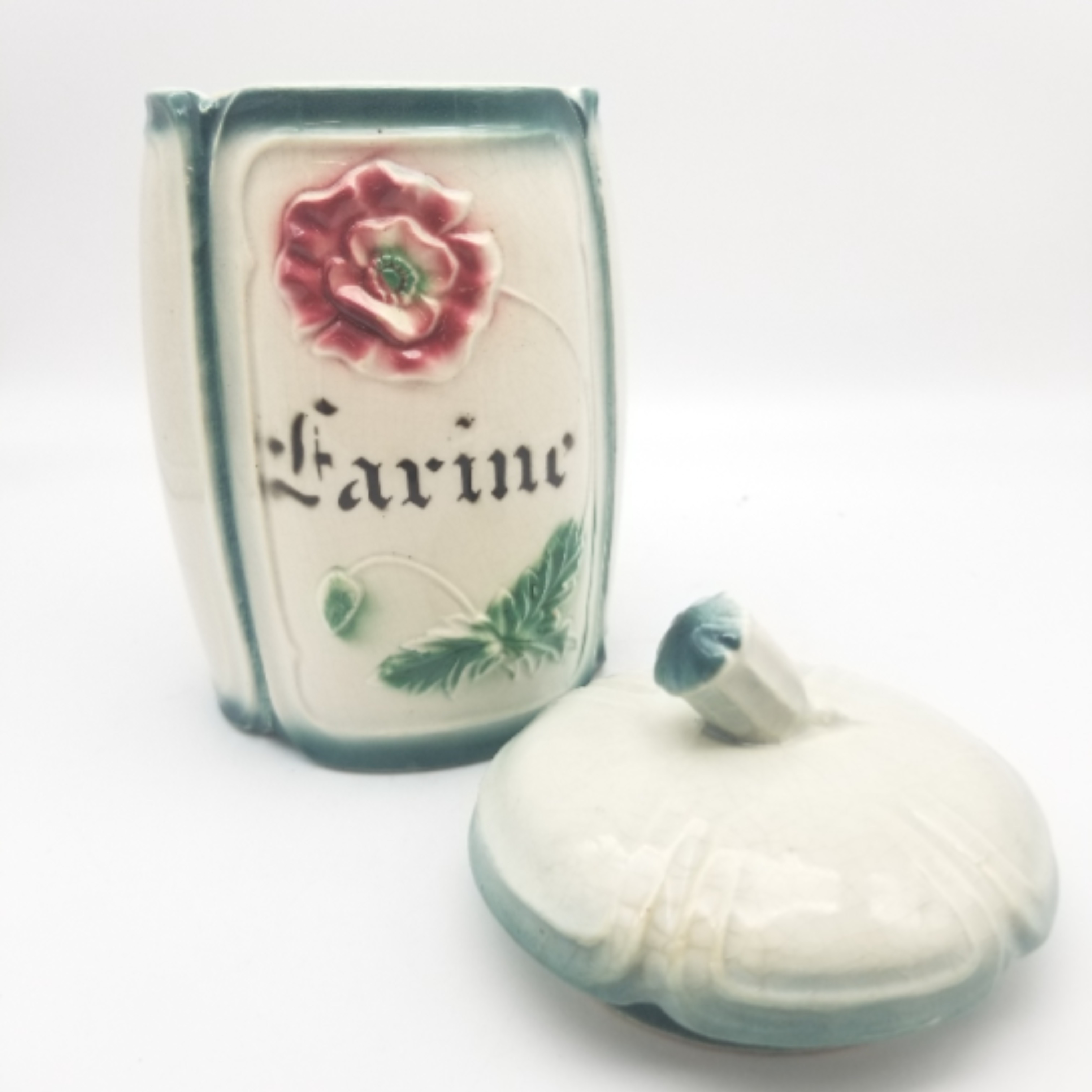 Voir photo 2 de Pot à farine faïence vintage Pot à farine faïence vintage Bon état reconditionné photo 2