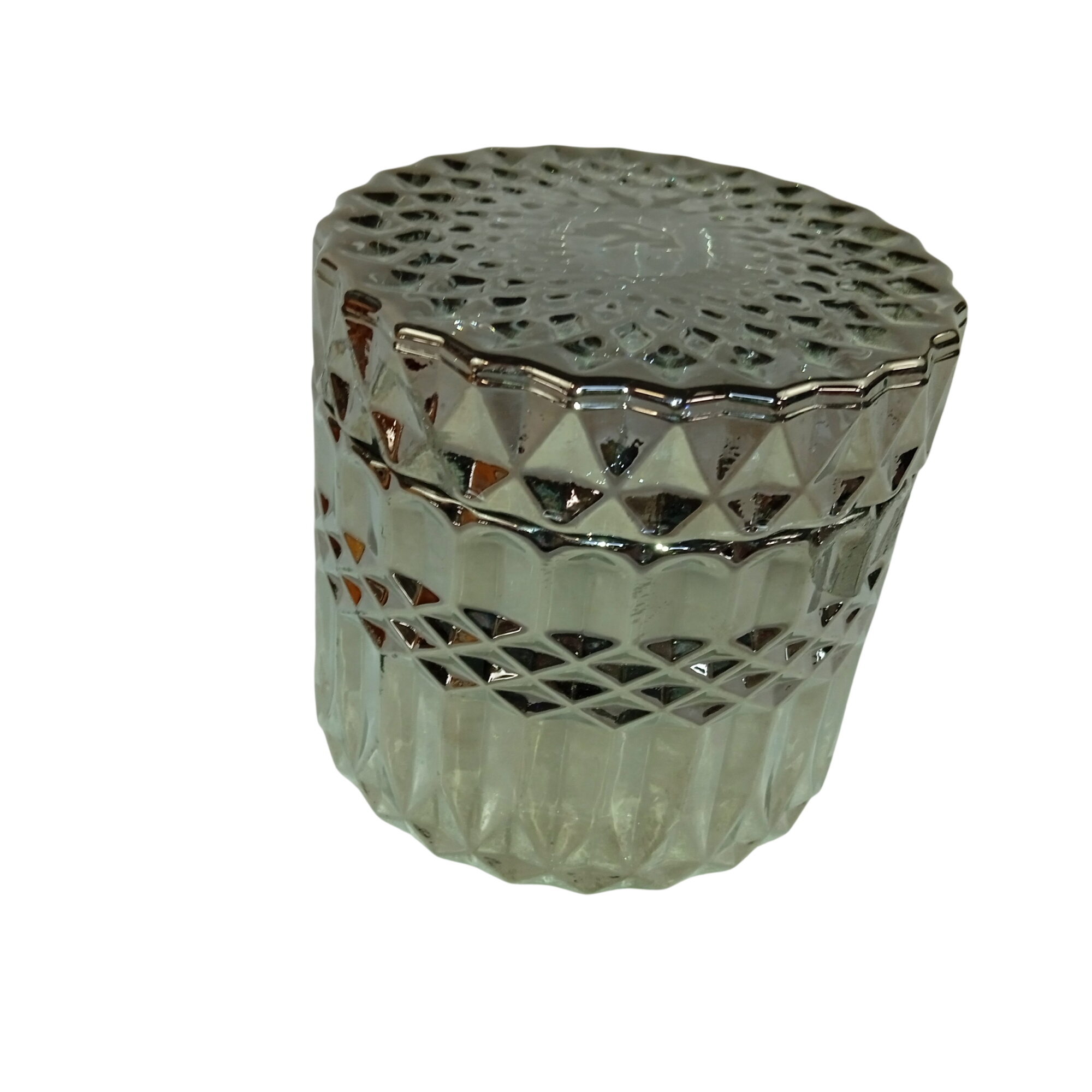 Pot de rangement/photophore rond en verre fumé argenté Très bon état - 12,80 € Pot de rangement/photophore rond en verre fumé argenté Très bon état reconditionné disponible sur Label Emmaüs