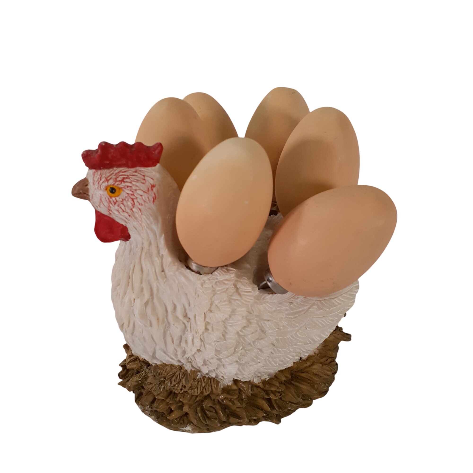 Acheter Poule en résine avec ses 6 oeufs/spatules à tartiner - 11,00 € Poule en résine avec ses 6 oeufs/spatules à tartiner reconditionné disponible sur Label Emmaüs