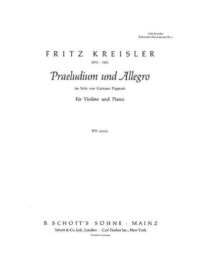Acheter PRELUDE ET ALLEGRO (STYLEPUGNANI) État correct - 10,28 € PRELUDE ET ALLEGRO (STYLEPUGNANI) État correct Schott reconditionné disponible sur Fnac