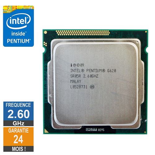 Processeur Intel Pentium G620 2.60GHz SR05R FCLGA1155 3Mo État correct - 10,49 € Processeur Intel Pentium G620 2.60GHz SR05R FCLGA1155 3Mo État correct Intel reconditionné disponible sur Fnac