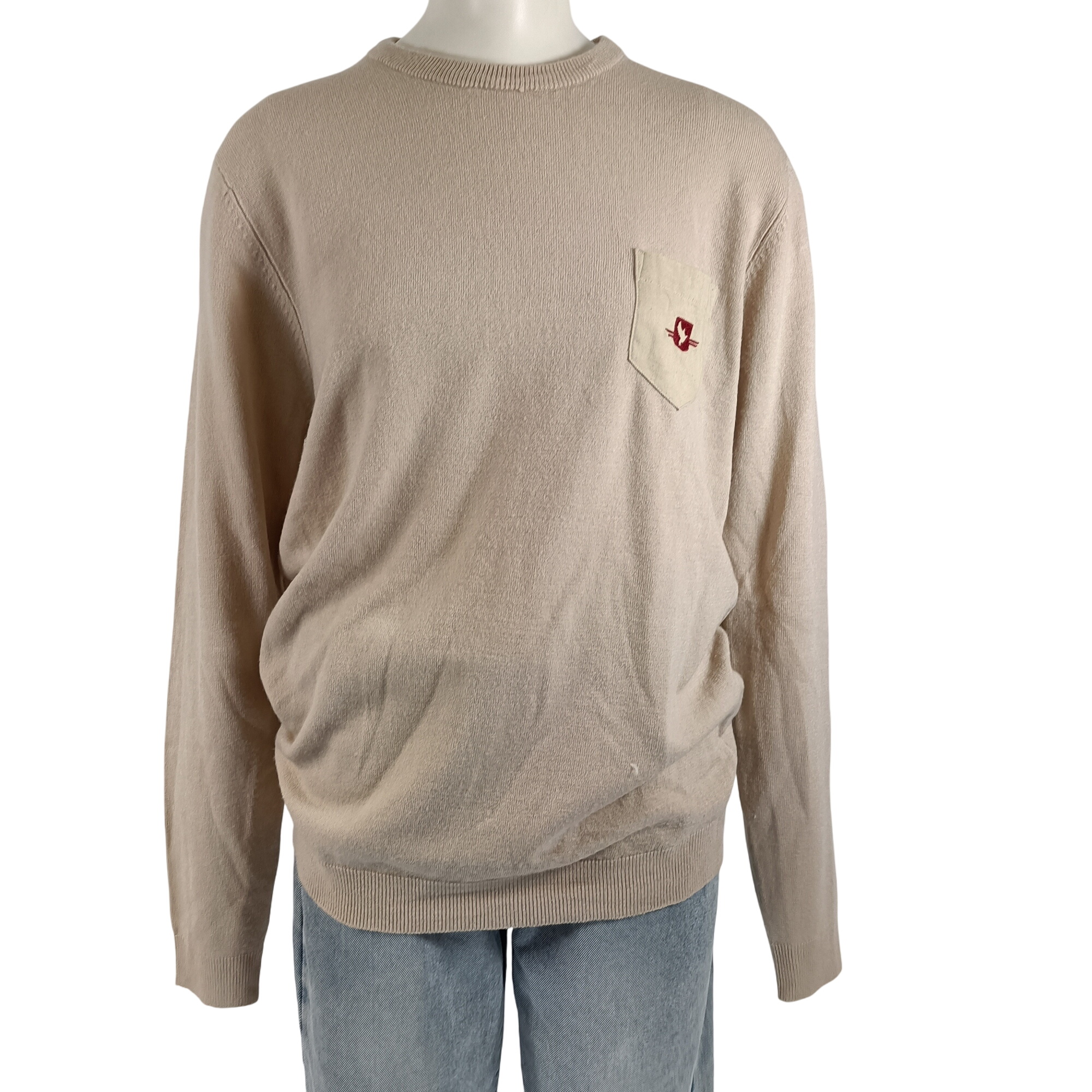 Acheter Pull beige col rond cachemire Just Emporio brodé poitrine taille s coupe unisexe A2103 Parfait état - 10,50 € Pull beige col rond cachemire Just Emporio brodé poitrine taille s coupe unisexe A2103 Parfait état reconditionné disponible sur Label Emmaüs