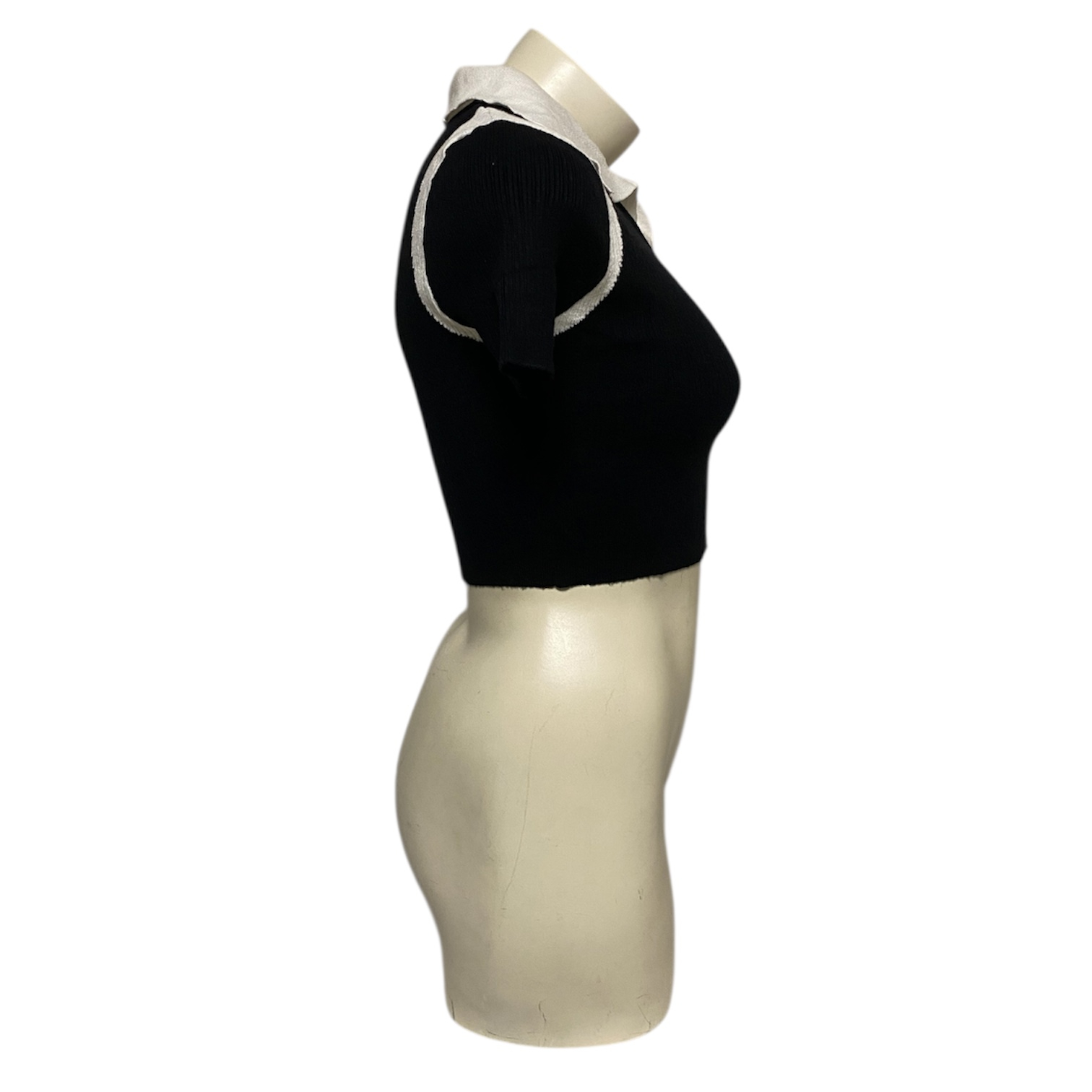 Voir photo 2 de Pull Crop Top Femme Noir à Col Polo Contrasté Manches Courtes - Sollinarry - S Pull Crop Top Femme Noir à Col Polo Contrasté Manches Courtes - Sollinarry - S Très bon état reconditionné photo 2