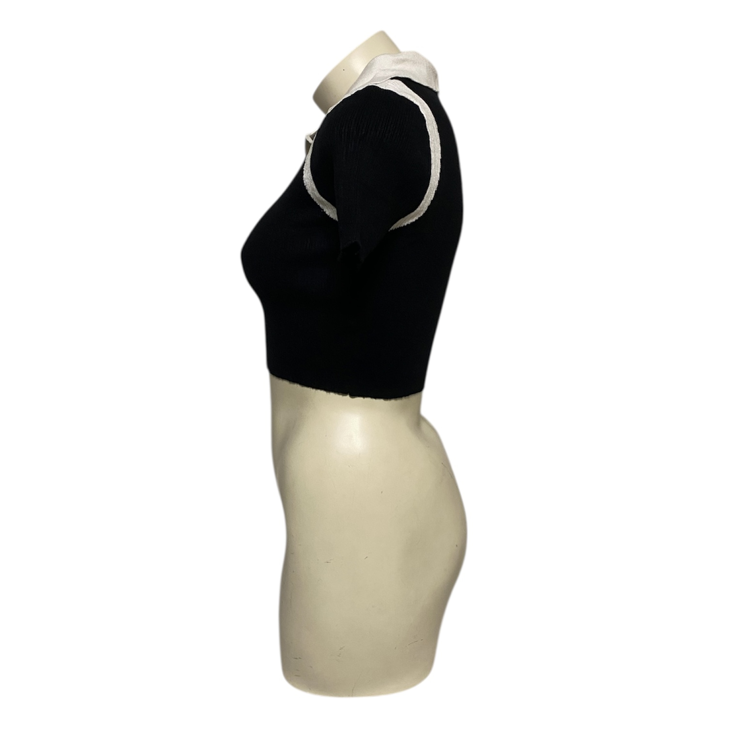 Voir photo 3 de Pull Crop Top Femme Noir à Col Polo Contrasté Manches Courtes - Sollinarry - S Pull Crop Top Femme Noir à Col Polo Contrasté Manches Courtes - Sollinarry - S Très bon état reconditionné photo 3