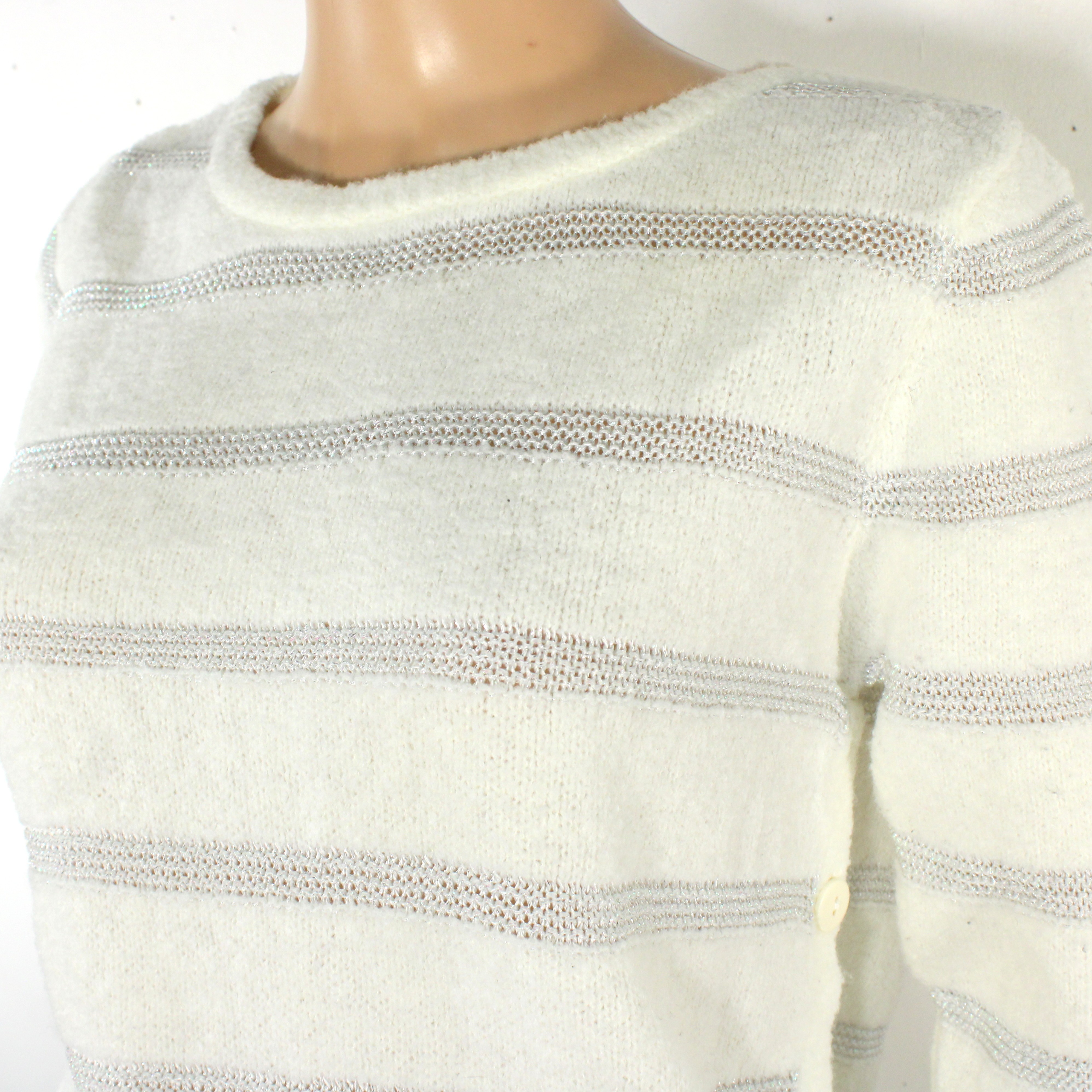 Voir photo 4 de Pull Femme En Maille Blanc Argenté GRAIN DE MALICE Taille M Pull Femme En Maille Blanc Argenté GRAIN DE MALICE Taille M Bon état reconditionné photo 4