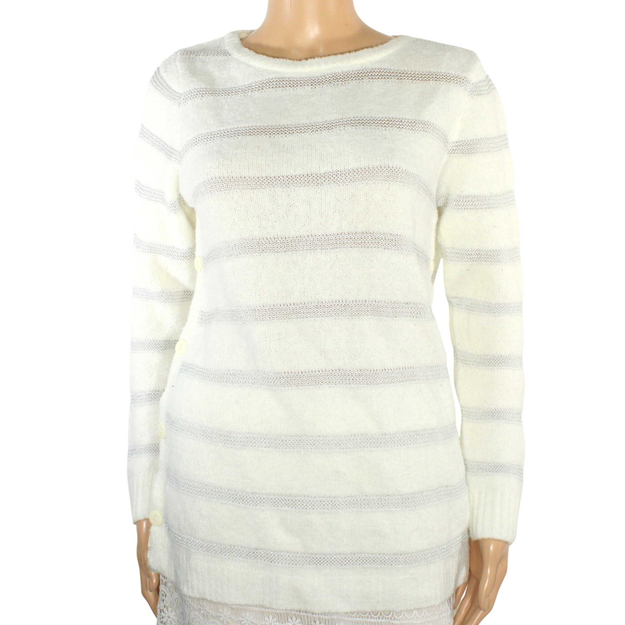 Acheter Pull Femme En Maille Blanc Argenté GRAIN DE MALICE Taille M Bon état - 11,50 € Pull Femme En Maille Blanc Argenté GRAIN DE MALICE Taille M Bon état reconditionné disponible sur Label Emmaüs