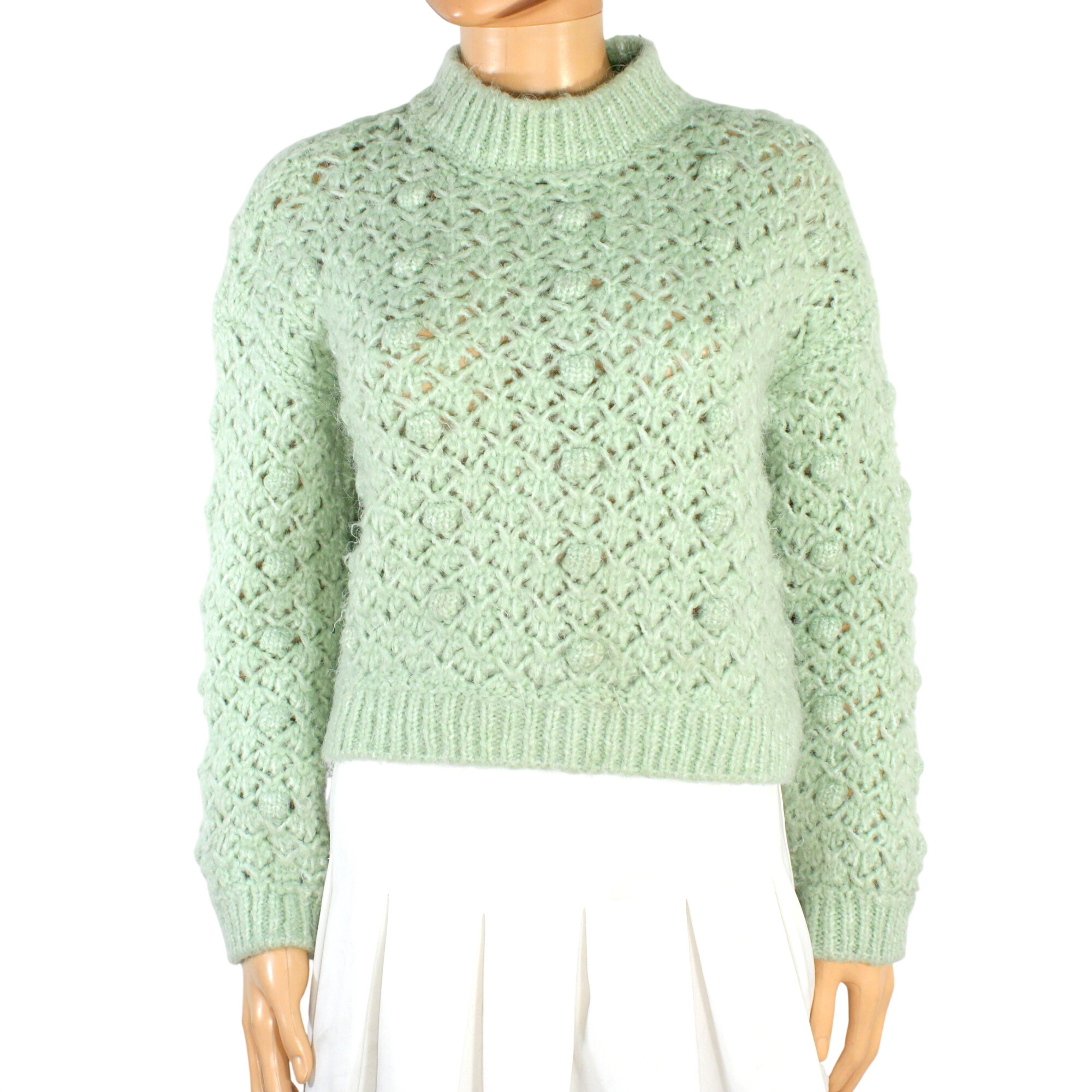 Pull Tricot Femme Vert Pastel MANGO Taille S Bon état - 12,50 € Pull Tricot Femme Vert Pastel MANGO Taille S Bon état reconditionné disponible sur Label Emmaüs