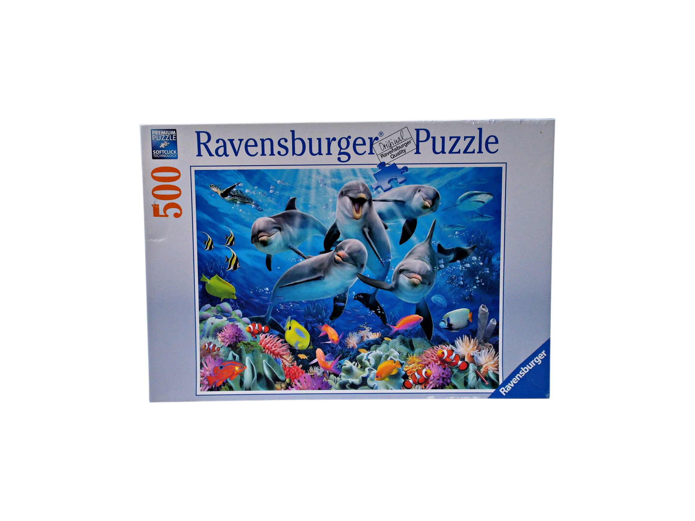Acheter Puzzle 500 pièces - Dauphins sur le récif de corail Parfait état - 11,20 € Puzzle 500 pièces - Dauphins sur le récif de corail Parfait état reconditionné disponible sur Label Emmaüs