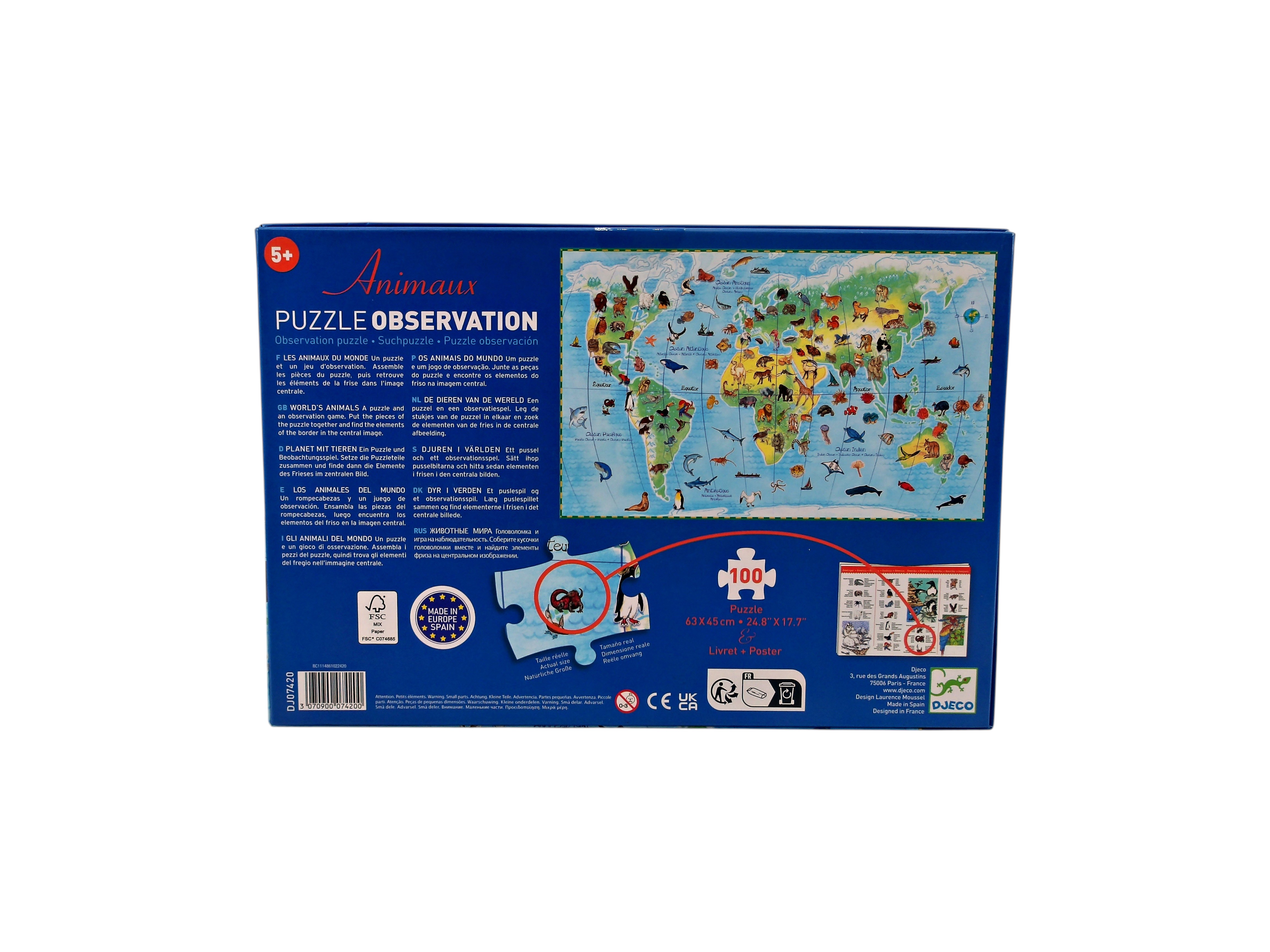 Voir photo 2 de Puzzle observation - Animaux du Monde - 100 pièces Puzzle observation - Animaux du Monde - 100 pièces reconditionné photo 2