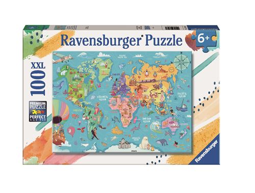 Puzzle Ravensburger XXL La carte du monde 100 pièces État correct Ravensburger reconditionné disponible sur Fnac