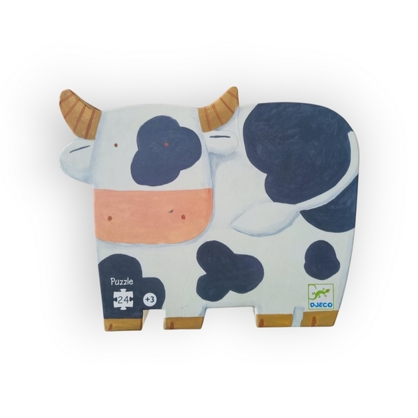 Puzzle silhouette Les vaches à la ferme (24 pièces) Djeco reconditionné disponible sur Revaltoys