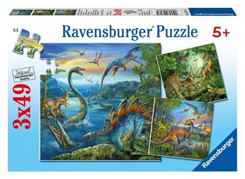 Puzzles 3 x 49 pièces Ravensburger La fascination des dinosaures État correct reconditionné disponible sur Fnac