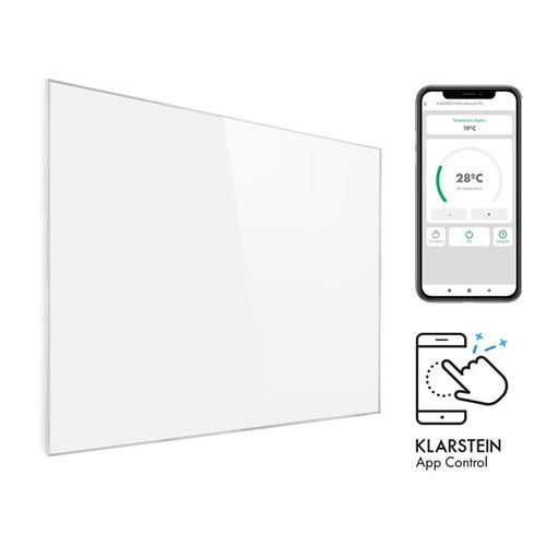 Radiateur infrarouge - Klarstein Wonderwall Smart - Panneau chauffant - 100x120cm - 1200W - WiFi - IP24 - Blanc État correct Klarstein reconditionné disponible sur Fnac