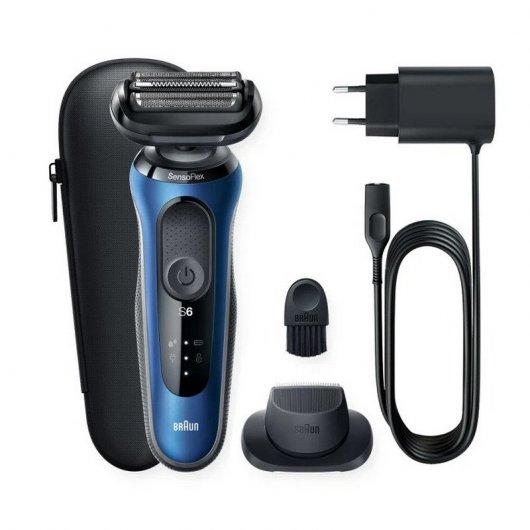 Rasoir électrique - BRAUN - Séries 6 61-B1200s - 50 min autonomie - Étanche - Noir/Bleu - Excellent état Parfait état Braun reconditionné disponible sur Pixmania