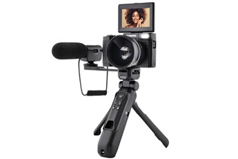 Realishot VLG-4K Kit Vlogging - Camera 24MP, Video 4K, Ecran LCD 3'', Zoom Numerique 16X, Capteur CMOS, Batterie Lithium - Noir Bon état AgfaPhoto reconditionné disponible sur Darty
