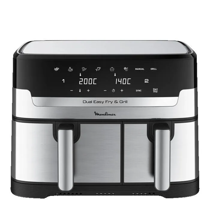 RECONDITIONNÉ Moulinex Dual Easy Fry & Grill Inox air fryer & gril 2 tiroirs EZ905D20-RA Reconditionné Moulinex reconditionné disponible sur Cdiscount Seconde Vie