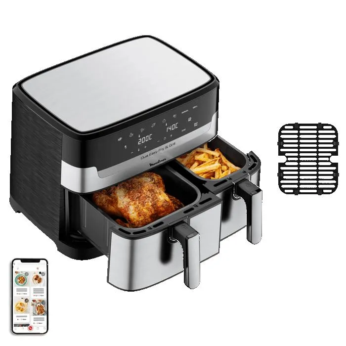 RECONDITIONNÉ Moulinex Dual Easy Fry & Grill Inox air fryer & gril 2 tiroirs EZ905D20R Reconditionné Moulinex reconditionné disponible sur Cdiscount Seconde Vie | Dero