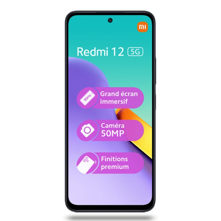 Redmi 12 (5G) 128 Go, Noir - Excellent état Parfait état Xiaomi reconditionné disponible sur Pixmania