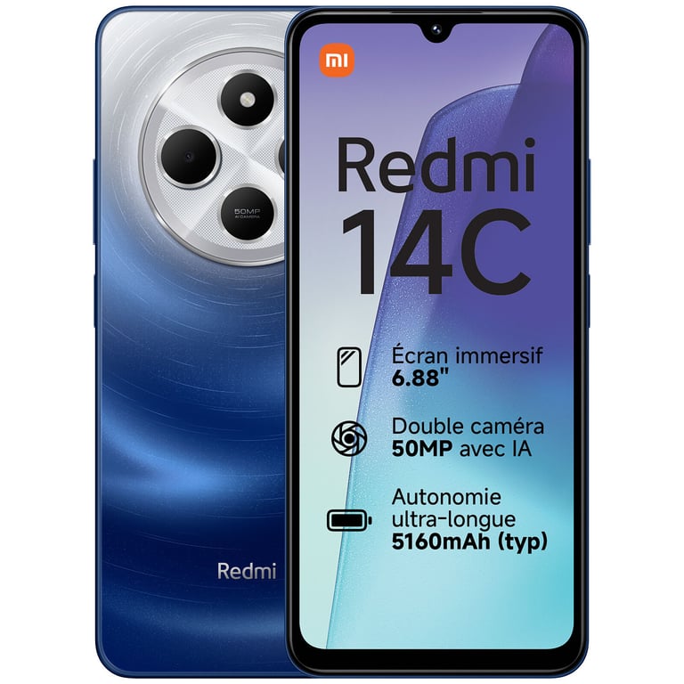 Redmi 14C (4G) 256 Go, Bleu, Débloqué - Bon état Bon état Xiaomi reconditionné disponible sur Pixmania