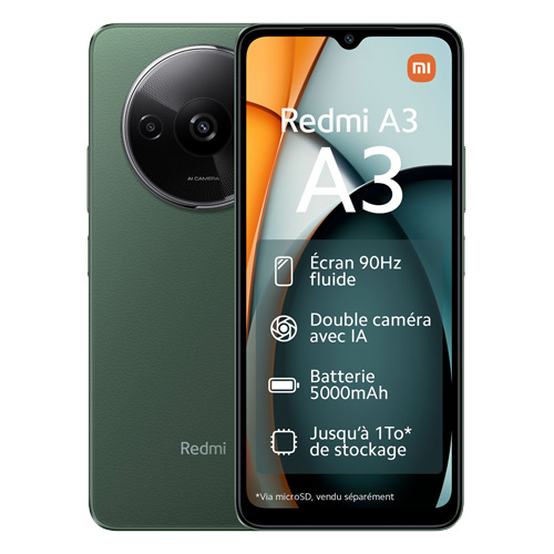 Redmi A3 (dual sim) 64 Go vert reconditionné Reconditionné Xiaomi reconditionné disponible sur Recommerce