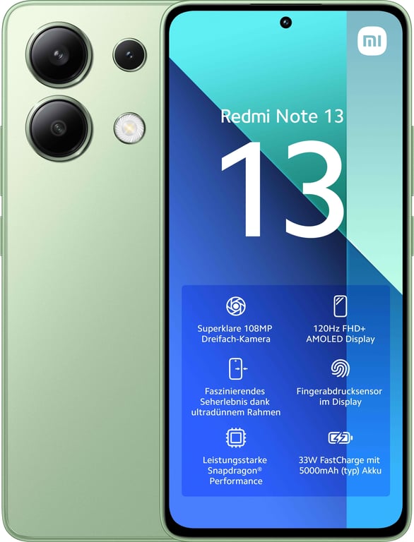 Redmi Note 13 (4G) 128 Go, Vert, Débloqué - Très bon état Très bon état Xiaomi reconditionné disponible sur Pixmania