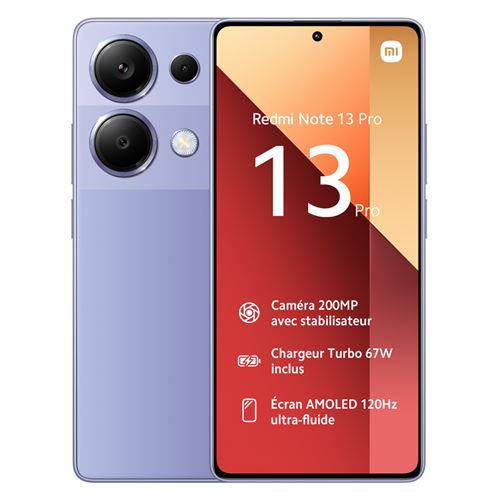 Redmi Note 13 Pro (4G) 256 Go, Lavande - Bon état Bon état Xiaomi reconditionné disponible sur Pixmania