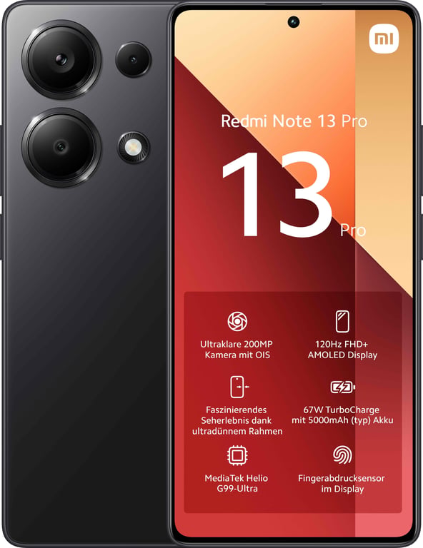 Redmi Note 13 Pro (4G) 256 Go, Noir, Débloqué - Bon état Bon état Xiaomi reconditionné disponible sur Pixmania