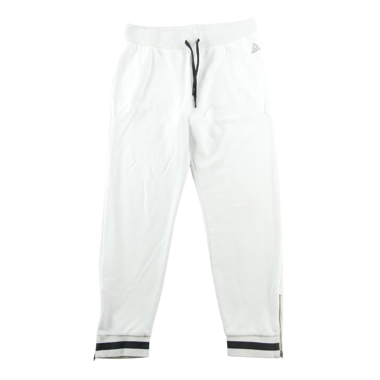 Reebok Jogging Jogger fuselé Zips aux chevilles côtelées rayées Homme Taille L Blanc Très bon état Reebok reconditionné disponible sur Sporteed