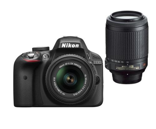 Reflex Nikon D3300 Noir + Objectif AF-S DX 18-55 mm VR II + Zoom AF-S DX 55-200 mm VR État correct Nikon reconditionné disponible sur Fnac
