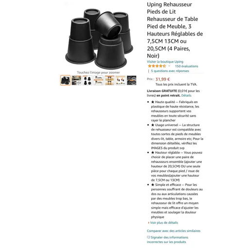 Réhausseur Meubles occasion reconditionné disponible sur Rakuten