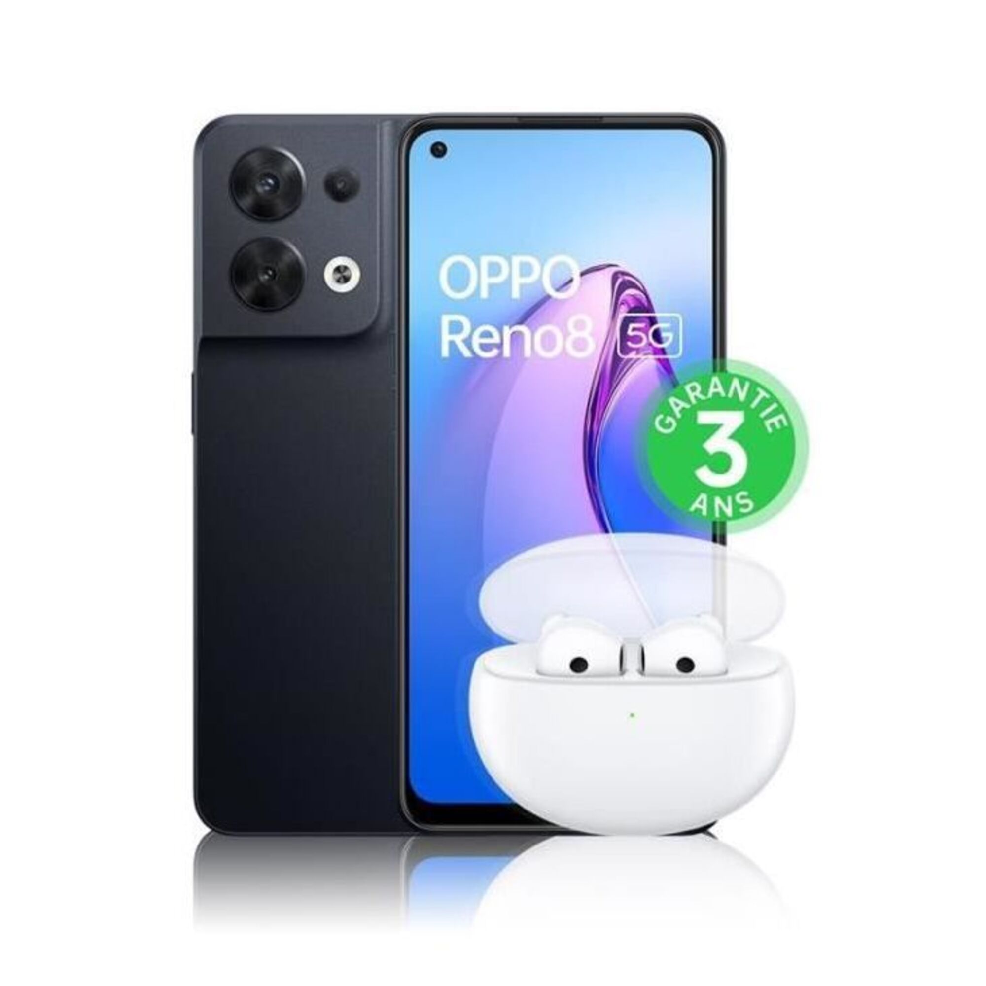Reno8 256Go 5G Noir Chatoyant + Enco Air 2 - Bon état Bon état Oppo reconditionné disponible sur Pixmania