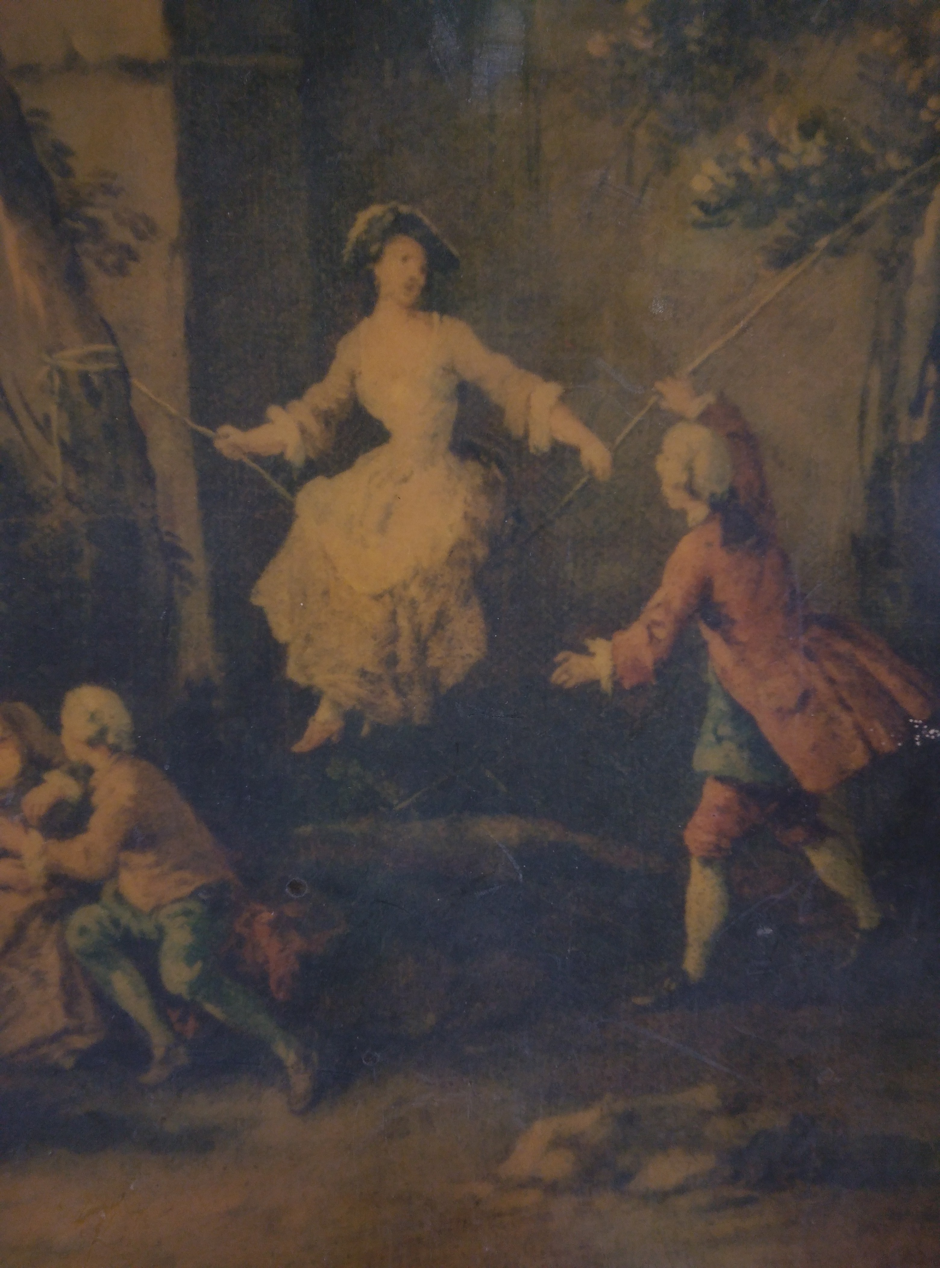 Voir photo 3 de Reproduction de la peinture "La balançoire", Guiseppe Zais, Art Rococo. Reproduction de la peinture "La balançoire", Guiseppe Zais, Art Rococo. État correct reconditionné photo 3