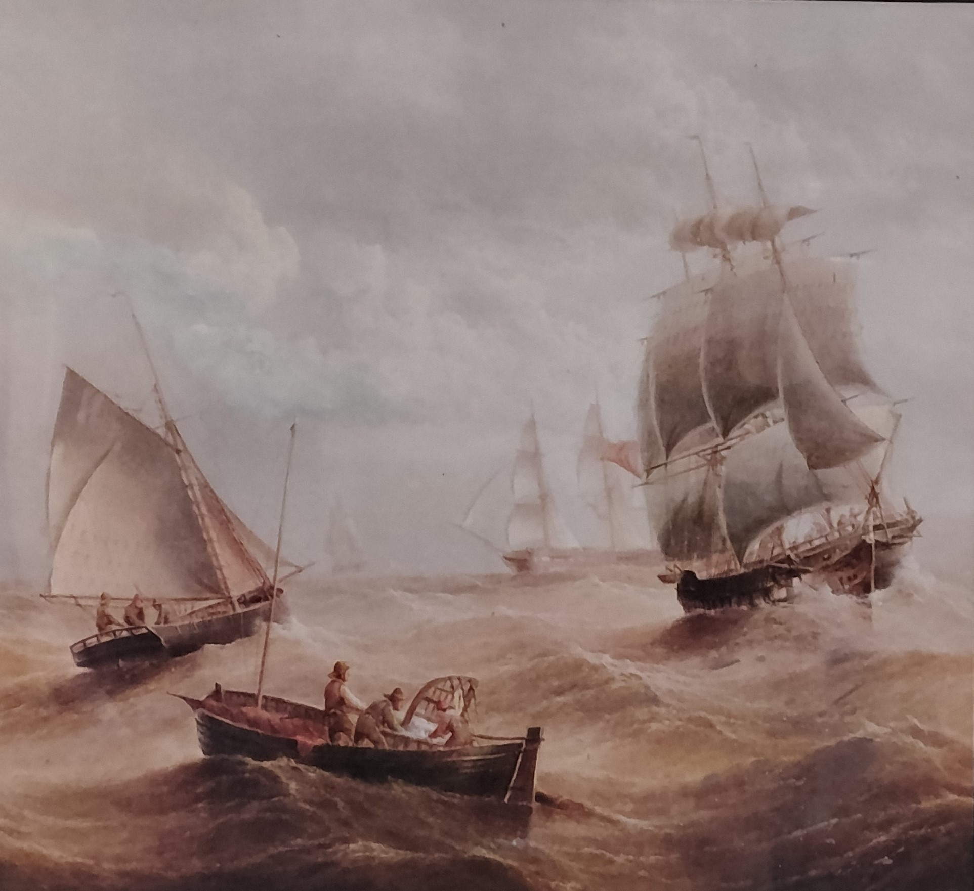 Voir photo 2 de Reproduction imprimée : "Une mer agitée par un temps orageux et nuageux" Reproduction imprimée : "Une mer agitée par un temps orageux et nuageux" reconditionné photo 2