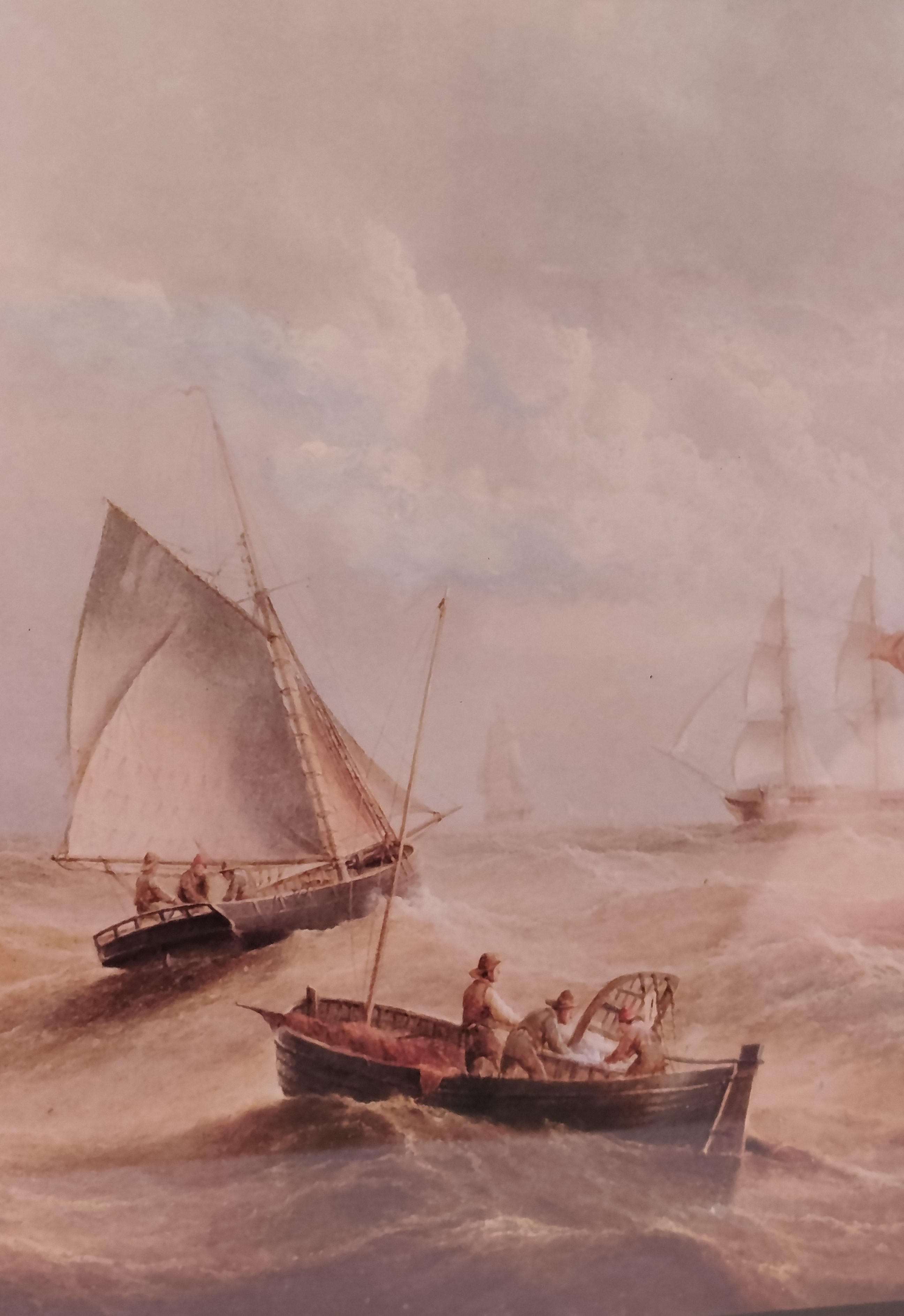 Voir photo 4 de Reproduction imprimée : "Une mer agitée par un temps orageux et nuageux" Reproduction imprimée : "Une mer agitée par un temps orageux et nuageux" reconditionné photo 4