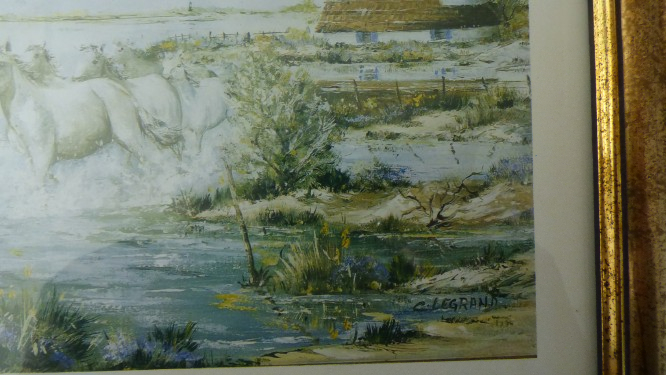 Voir photo 4 de Reproduction tableau Chevaux de Camargue de C.Legrand Reproduction tableau Chevaux de Camargue de C.Legrand Bon état reconditionné photo 4