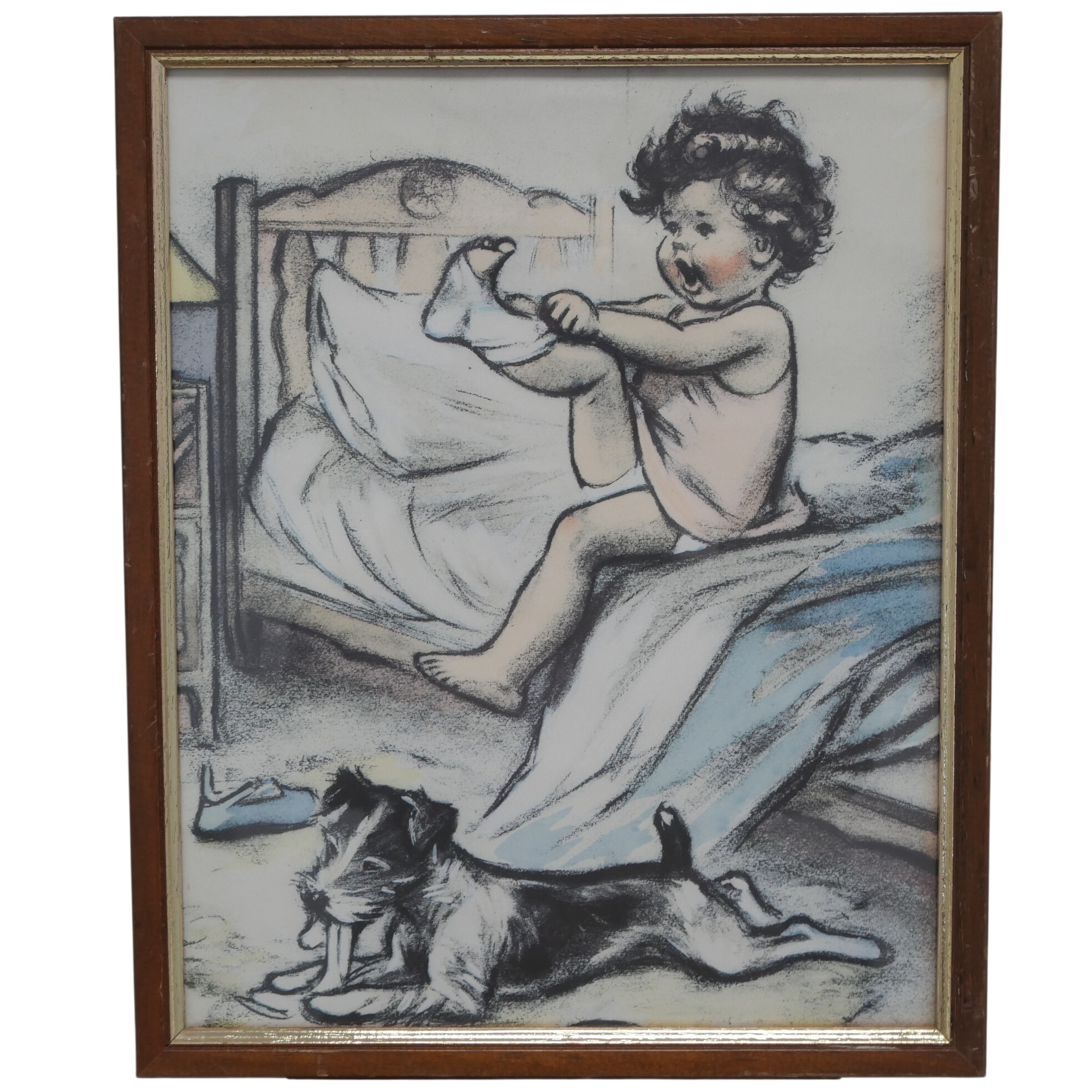 Reproduction vintage encadrée : Enfant et son petit chien – Scène tendre Bon état - 19,00 € Reproduction vintage encadrée : Enfant et son petit chien – Scène tendre Bon état reconditionné disponible sur Label Emmaüs