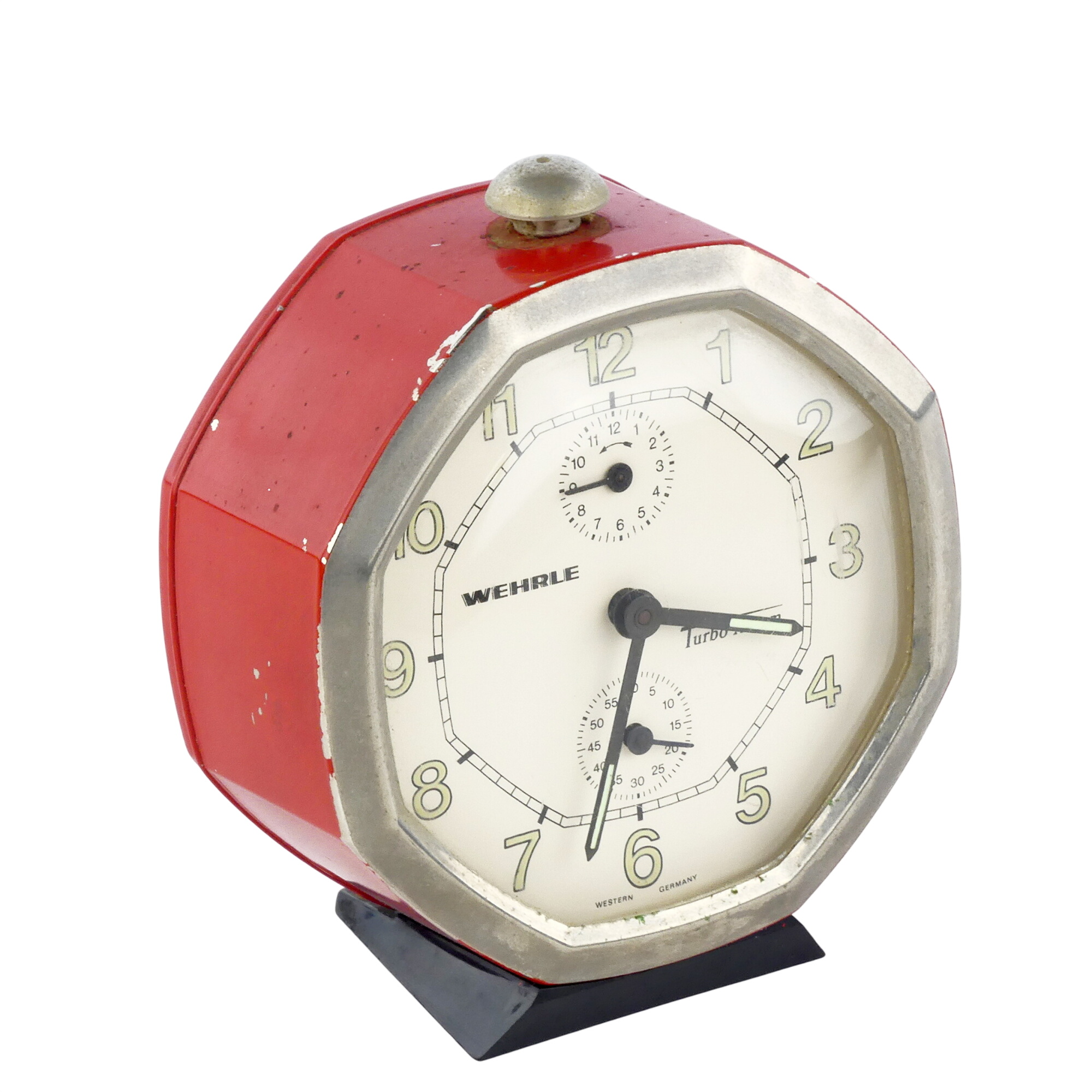 Réveil octogonal métal rouge Wehrle West Germany État correct - 15,00 € Réveil octogonal métal rouge Wehrle West Germany État correct reconditionné disponible sur Label Emmaüs