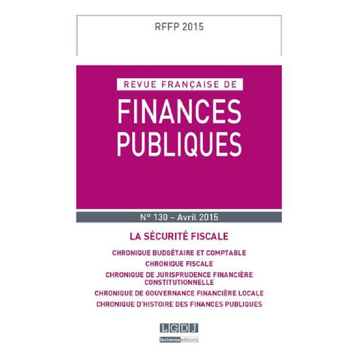 Acheter Revue française de finances publiques, n° 130. La sécurité fiscale État correct - 10,83 € Revue française de finances publiques, n° 130. La sécurité fiscale État correct N/A (Il ne s'agit pas d'une marque reconditionné disponible sur Rue du Commerce Seconde Vie
