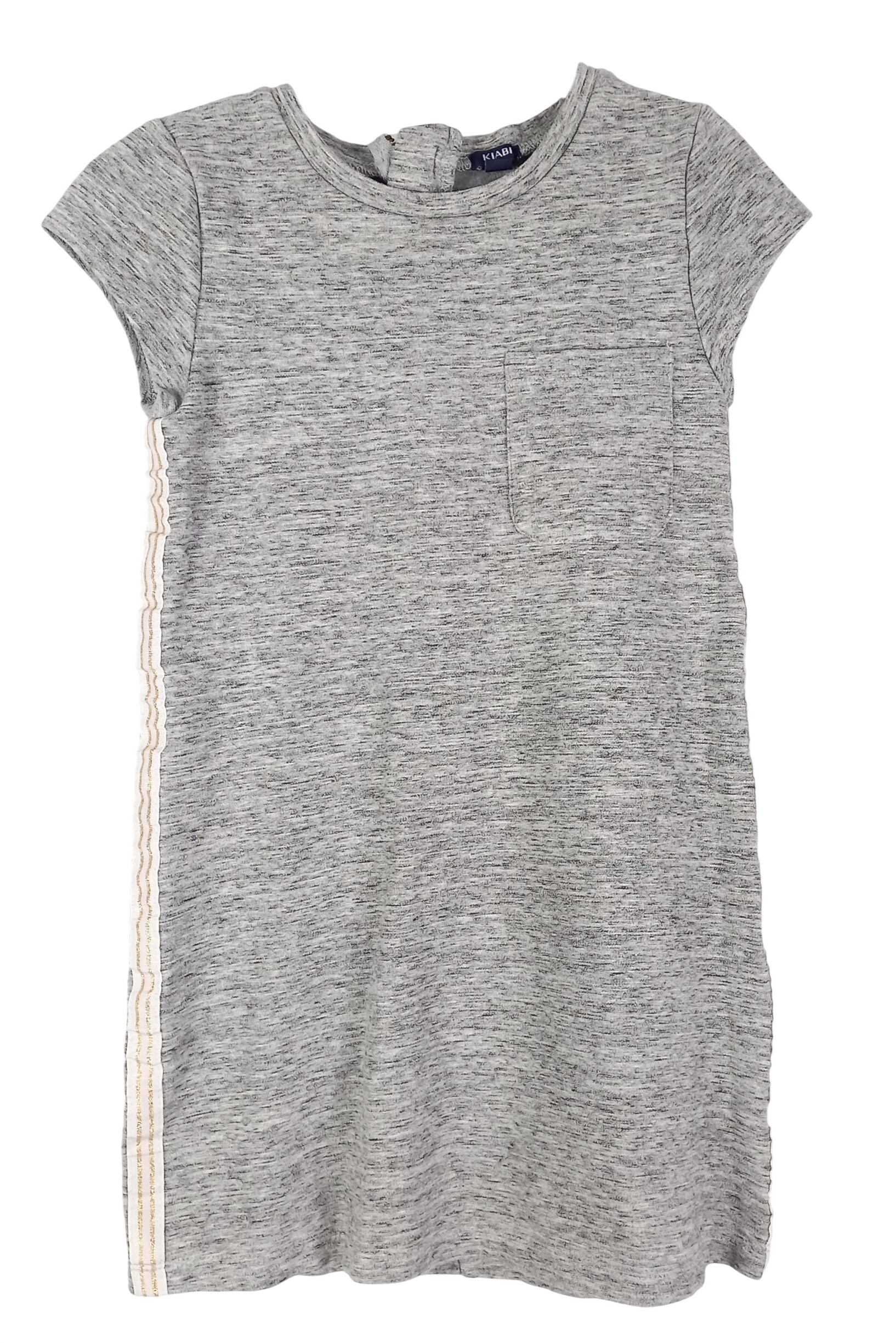 Acheter Robe gris clair chiné zip dos bandes blanc doré rose côté une poche devant 8A "KIABI" Très bon état - 10,00 € Robe gris clair chiné zip dos bandes blanc doré rose côté une poche devant 8A "KIABI" Très bon état reconditionné disponible sur Label Emmaüs
