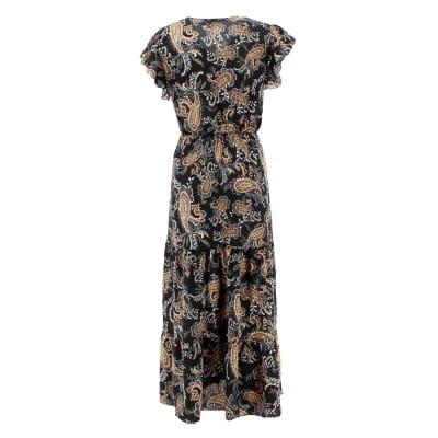 Voir photo 2 de Robe noire imprimée feuillage - Femme - JS - Taille M Robe noire imprimée feuillage - Femme - JS - Taille M Bon état reconditionné photo 2