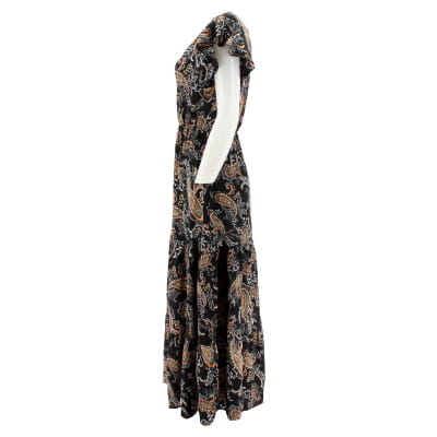 Voir photo 3 de Robe noire imprimée feuillage - Femme - JS - Taille M Robe noire imprimée feuillage - Femme - JS - Taille M Bon état reconditionné photo 3