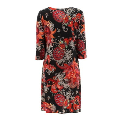 Voir photo 2 de Robe noire imprimée multicolore - Femme - Jacqueline Riu - Taille 44 Robe noire imprimée multicolore - Femme - Jacqueline Riu - Taille 44 Très bon état reconditionné photo 2