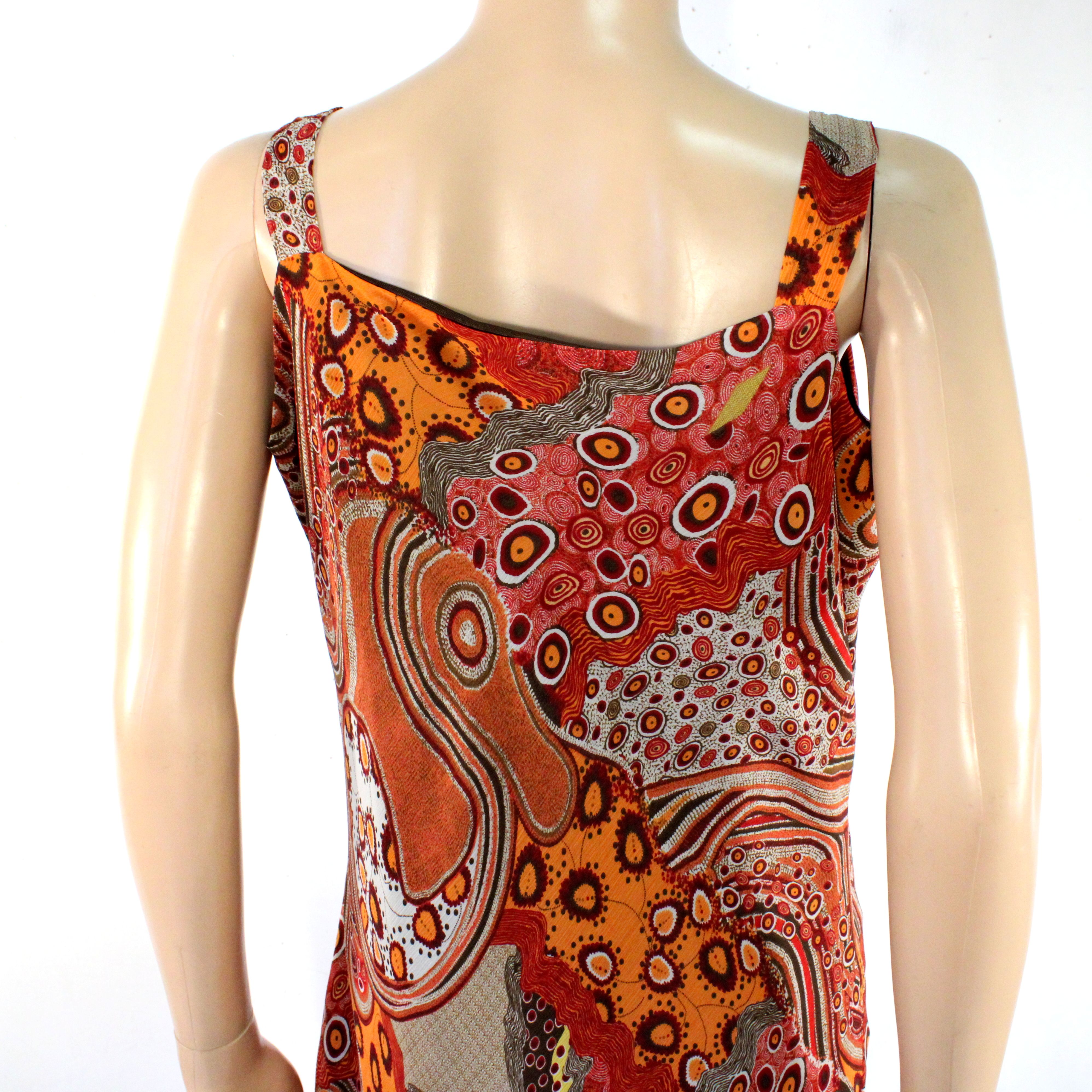 Voir photo 5 de Robe Orange & Ecru A Motifs Taille Estimée 42/44 Robe Orange & Ecru A Motifs Taille Estimée 42/44 Très bon état reconditionné photo 5