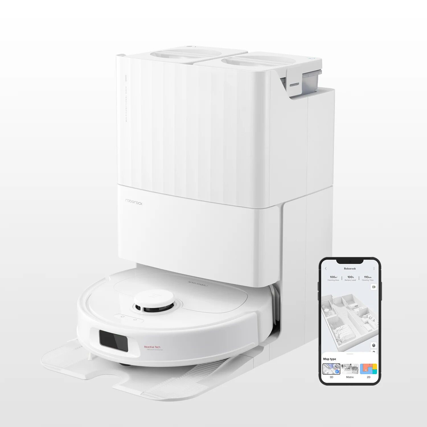 Roborock Qrevo S Robot Aspirateur avec Fonction Lavage incl. Station de Vidage Automatique blanc Très bon état Roborock reconditionné disponible sur Refurbed