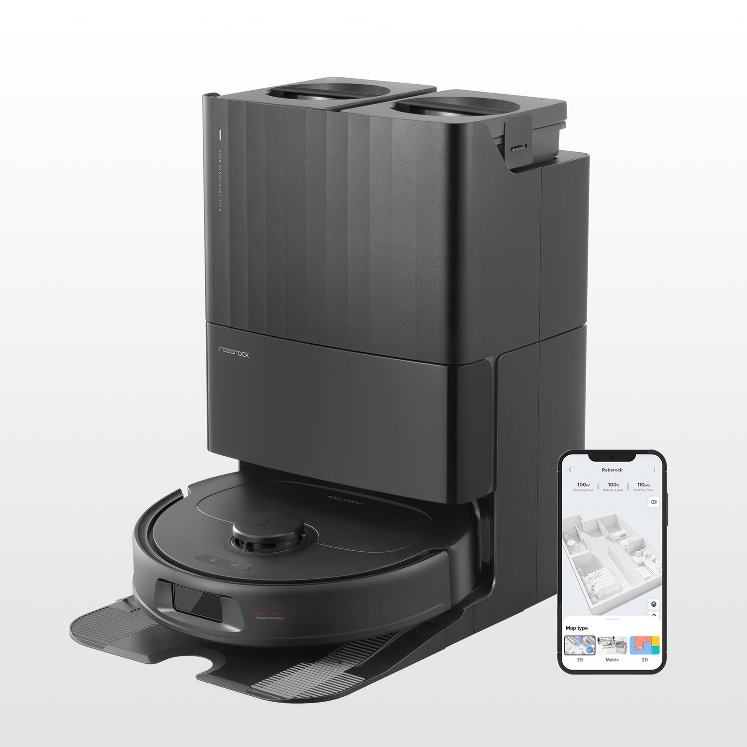 Roborock Qrevo S Robot Aspirateur avec Fonction Lavage incl. Station de Vidage Automatique noir Très bon état Roborock reconditionné disponible sur Refurbed