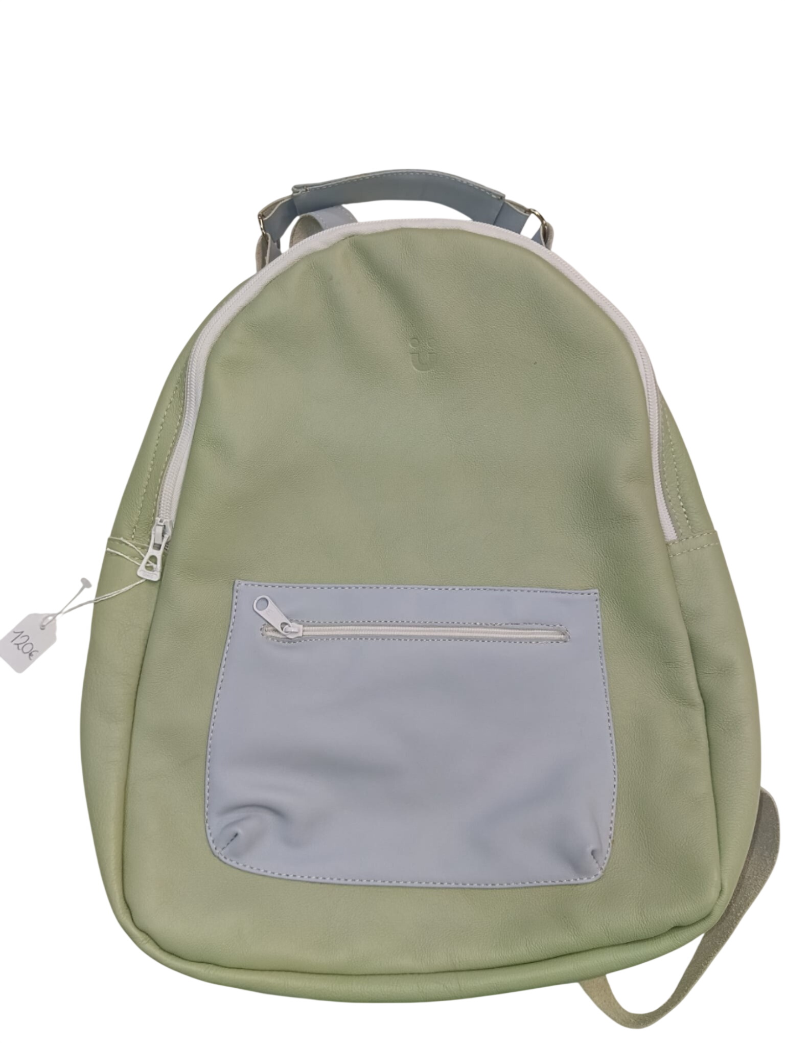 Sac à dos cuir upcycling Vert sauge Parfait état - 120,00 € Sac à dos cuir upcycling Vert sauge Parfait état reconditionné disponible sur Label Emmaüs