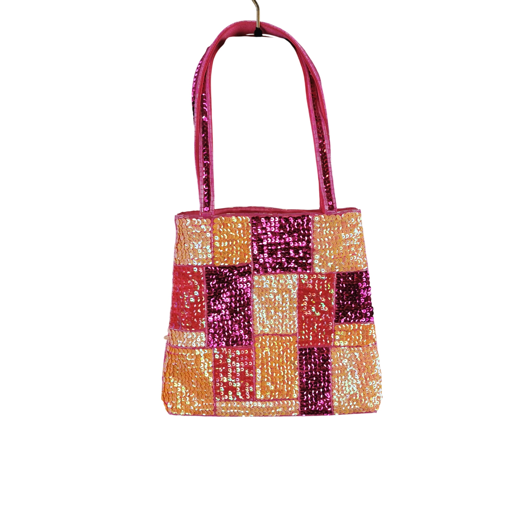 Acheter Sac à main pailleté patchwork sequins – Taille unique – Rose / Orange / Fuchsia Parfait état - 11,20 € Sac à main pailleté patchwork sequins – Taille unique – Rose / Orange / Fuchsia Parfait état reconditionné disponible sur Label Emmaüs