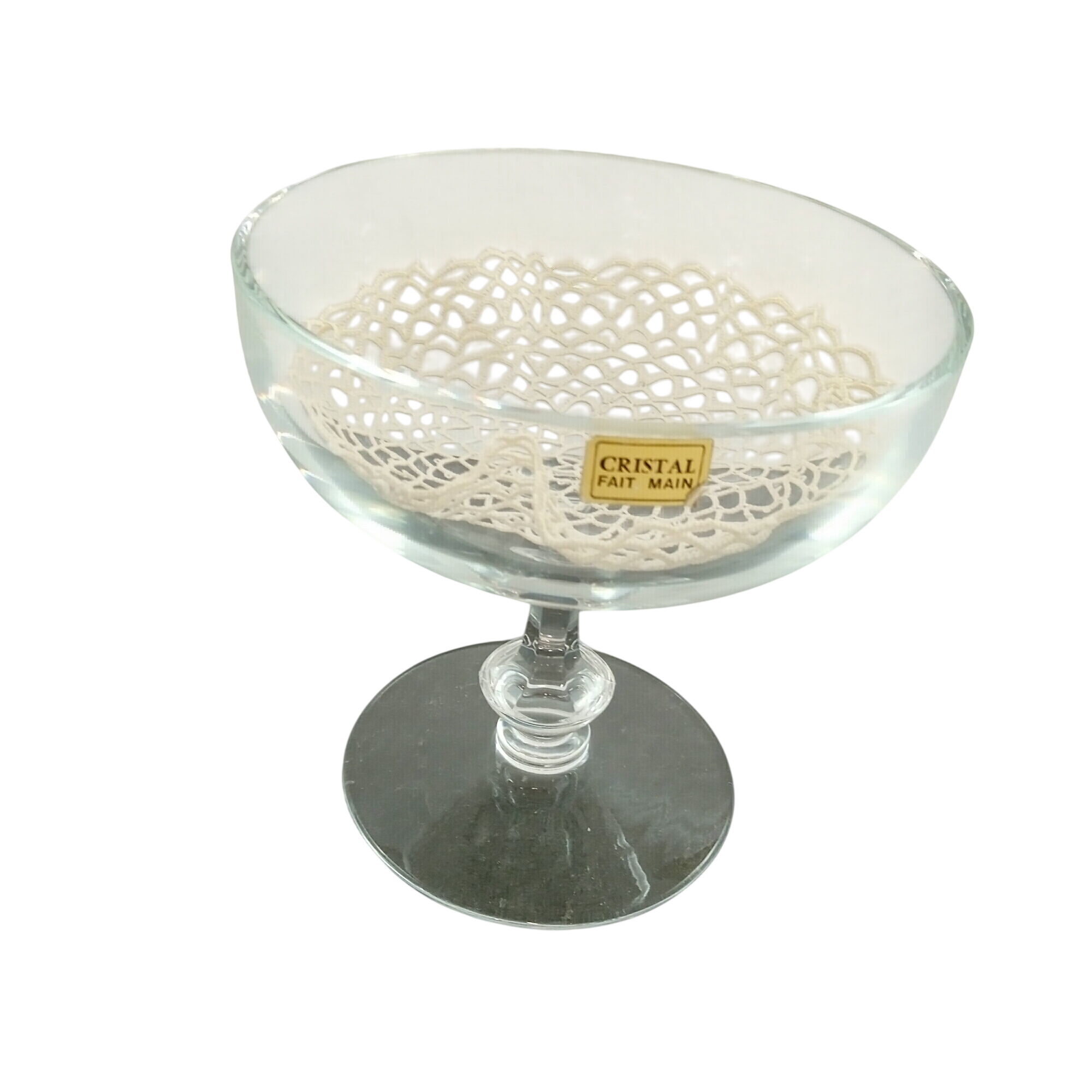 Voir photo 2 de Saladier coupe (fruits, caviar, confiture) sur pied en cristal fait main Saladier coupe (fruits, caviar, confiture) sur pied en cristal fait main Très bon état reconditionné photo 2