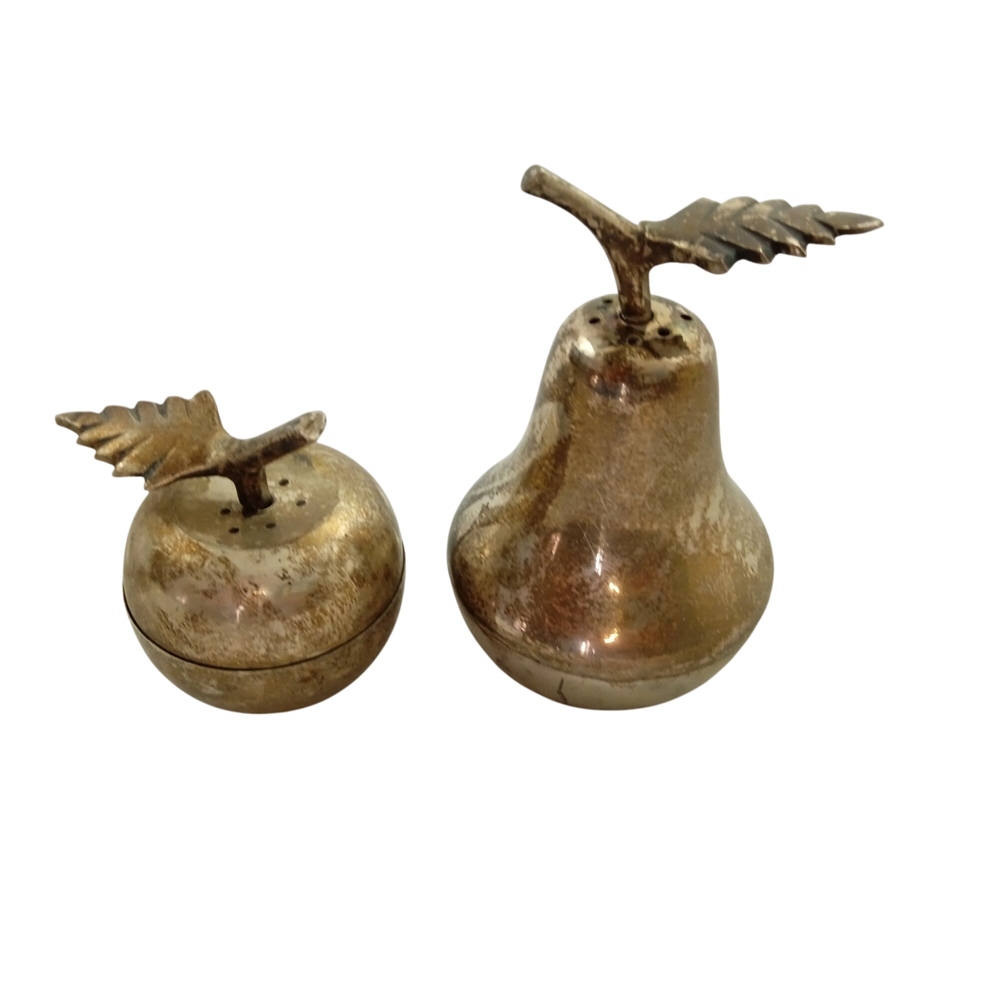 Voir photo 2 de Salière poivrière pomme poire cuivre laiton fait main Art Déco Salière poivrière pomme poire cuivre laiton fait main Art Déco Bon état reconditionné photo 2