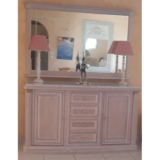 Salle À Manger Comprenant Un Bahut 2 Portes 4 Tiroirs Étagères Assorti D'un Miroir À La Dimension Du Bahut. 1 Table Ronde. 4 Chaises .1 Meuble Tv occasion reconditionné disponible sur Rakuten